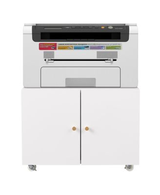 File Cabinet on Wheels, Mobile Metal Printer Stand with 2 Doors and Adjustable Shelf for Home Office, Small Spaces