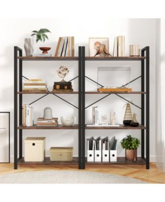 4-Tier Bookshelf with Heavy Duty Metal Frame Industrial Display Shelf