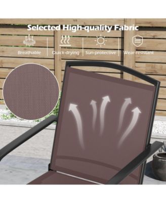 Patio Swivel Chairs Set of 2 w/ High Back & Round Metal Base for Backyard