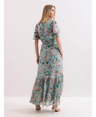 Women's Violet V-Neck Maxi Dress