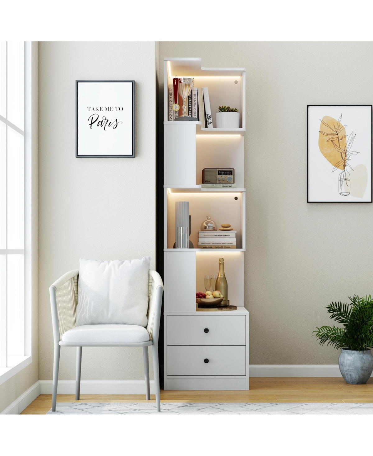 Rainsken 4 Tier Corner Bookshelf