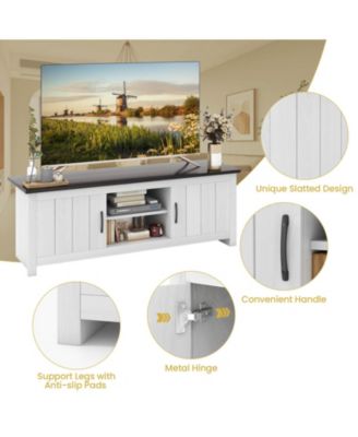 TV Stand with 2 Cabinets and Open Shelves for TVs up to 65 Inch-