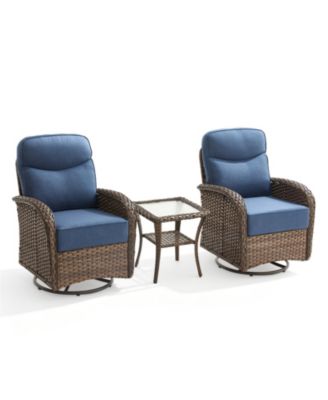 3 Piece Wicker Outdoor Swivel Glider Patio Chair Set