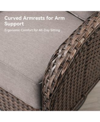 3 Piece Wicker Outdoor Swivel Glider Patio Chair Set