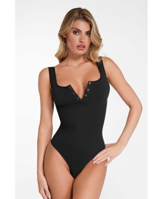 Women's Shapewear Seamless Modal Henley Tank Bodysuit