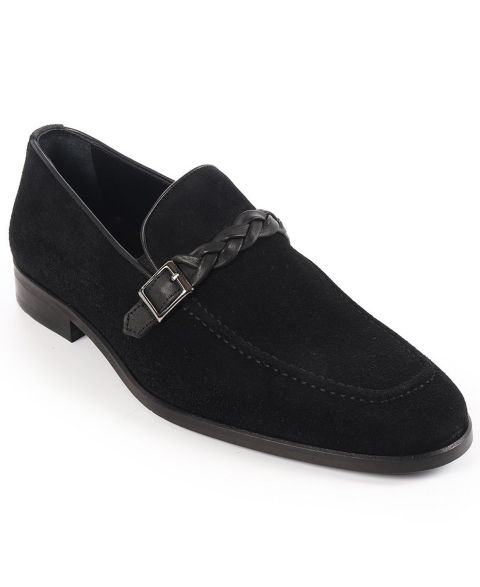 Мужские туфли VELLAPAIS Knitted Strap Single Monk, цвет: Чёрный