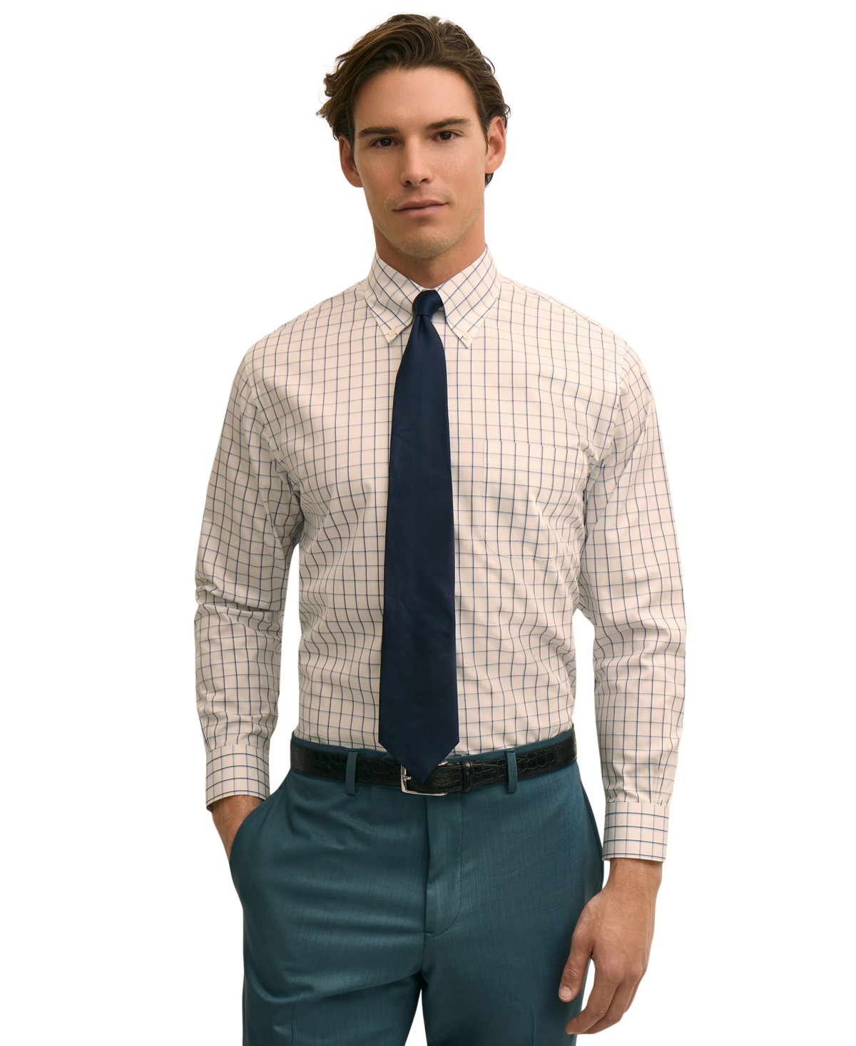 Мужские Brooks Brothers Men's Check Polo Button-Down Dress Shirt — фото 1