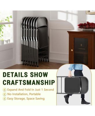 4 Pieces Folding Chairs - Waterproof, Stackable & Durable for Parties & Outdoor