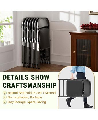 4 Pieces Folding Chairs - Waterproof, Stackable & Durable for Parties & Outdoor