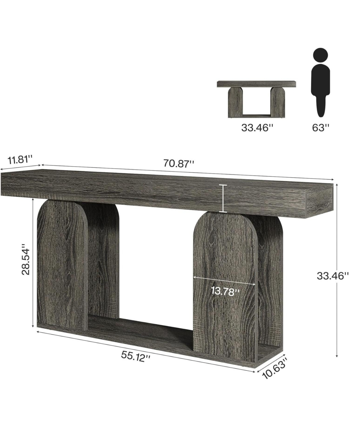 Tribesigns Farmhouse Wood Console Table, with U-Shaped Base