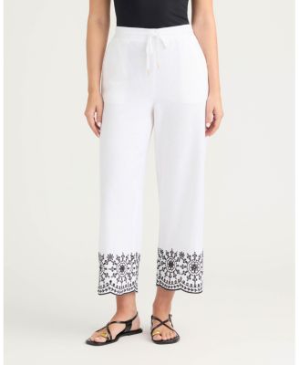 Women's Pull-On Cropped Pant with Embroidered Hem
