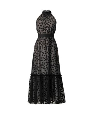 Women's Halter Neck Polka Dot Maxi Dress