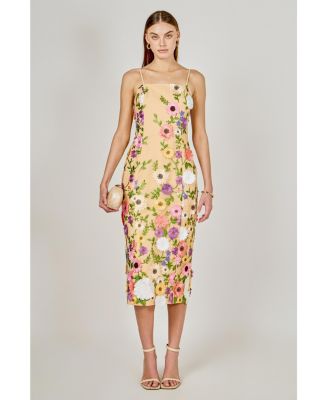 Women's Floral Embroidered Midi Dress