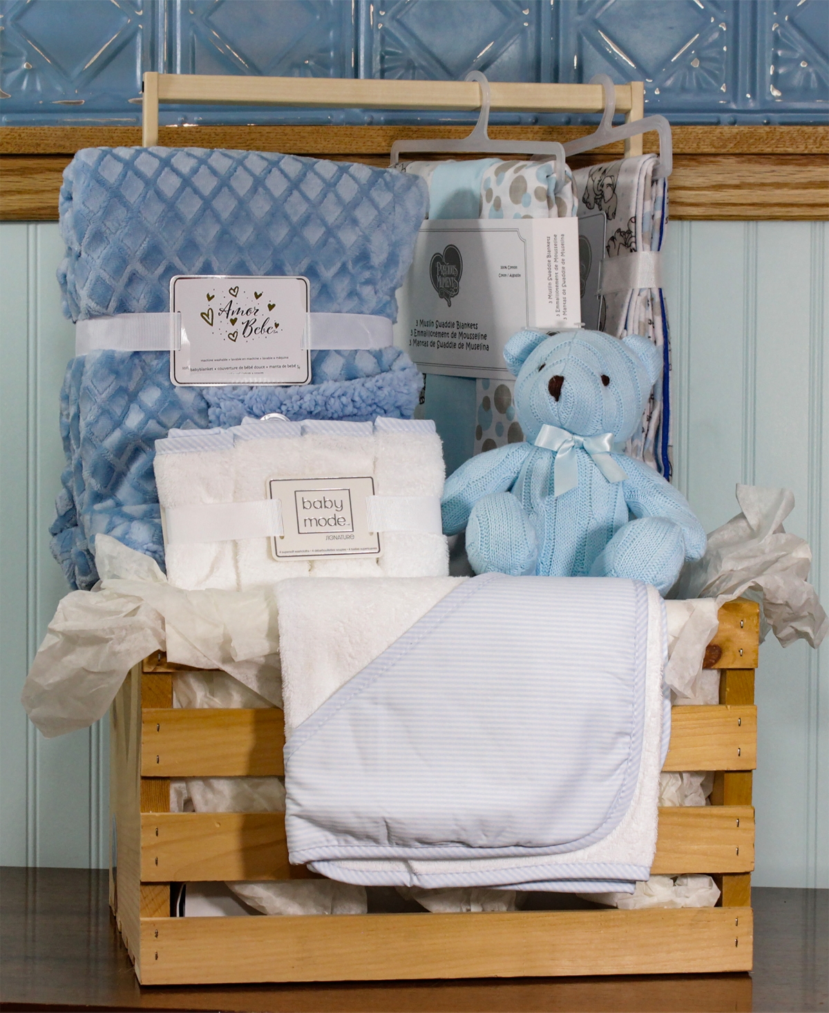 3 Stories Trading Baby Boys' & Baby Girls' Necessities Baby Shower Wardrobe Gift Crate, 16-Piece Set