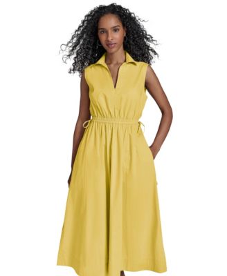 Women's Cotton Drawstring Sleeveless Midi Dress