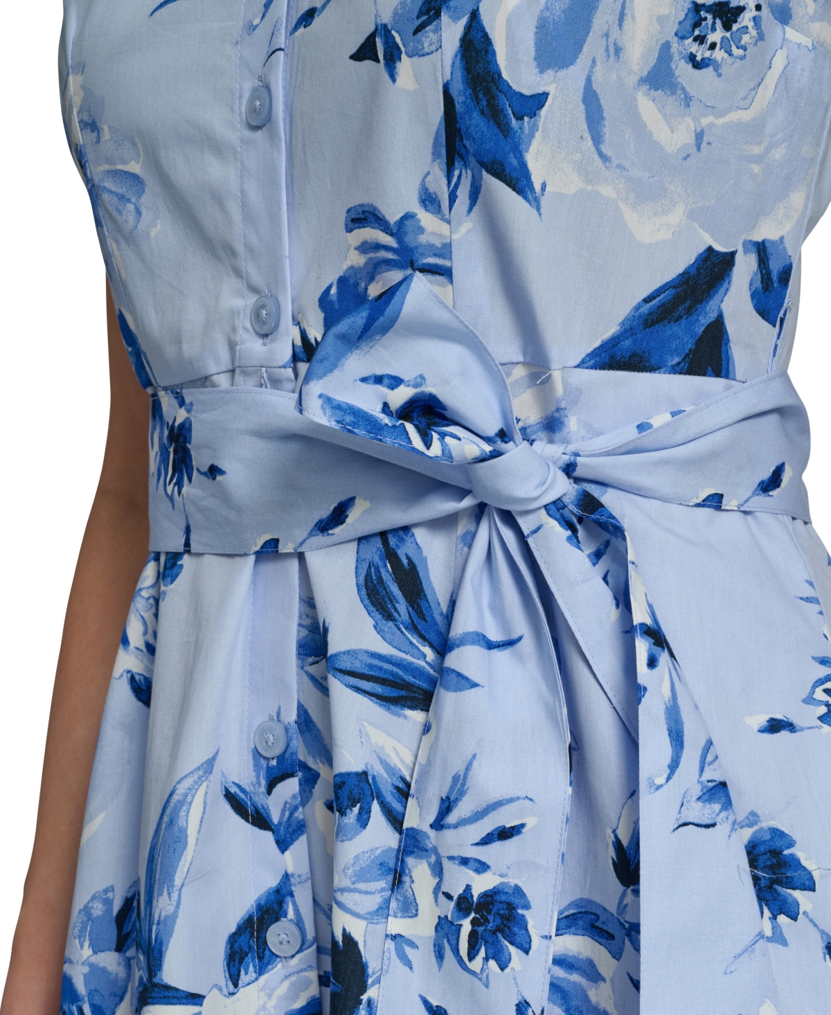 Calvin Klein Women's Floral Sleeveless Collared Midi Shirtdress