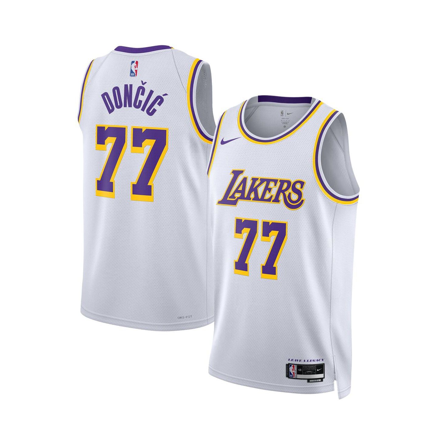 Мужской топ Nike Luka Doncic White Los Angeles Lakers Swingman Jersey - Association Edition — фото 1