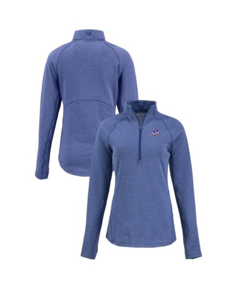 Женские куртки Cutter & Buck Women's Heather Royal New England Patriots Peshastin Eco Fleece Tri-Blend Raglan Half-Zip Jacket