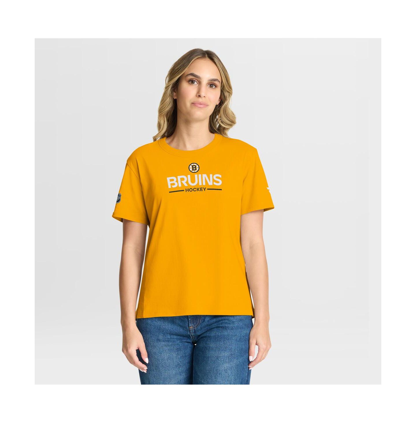 Женская футболка Fanatics Gold Boston Bruins Authentic Pro Primary — фото 1