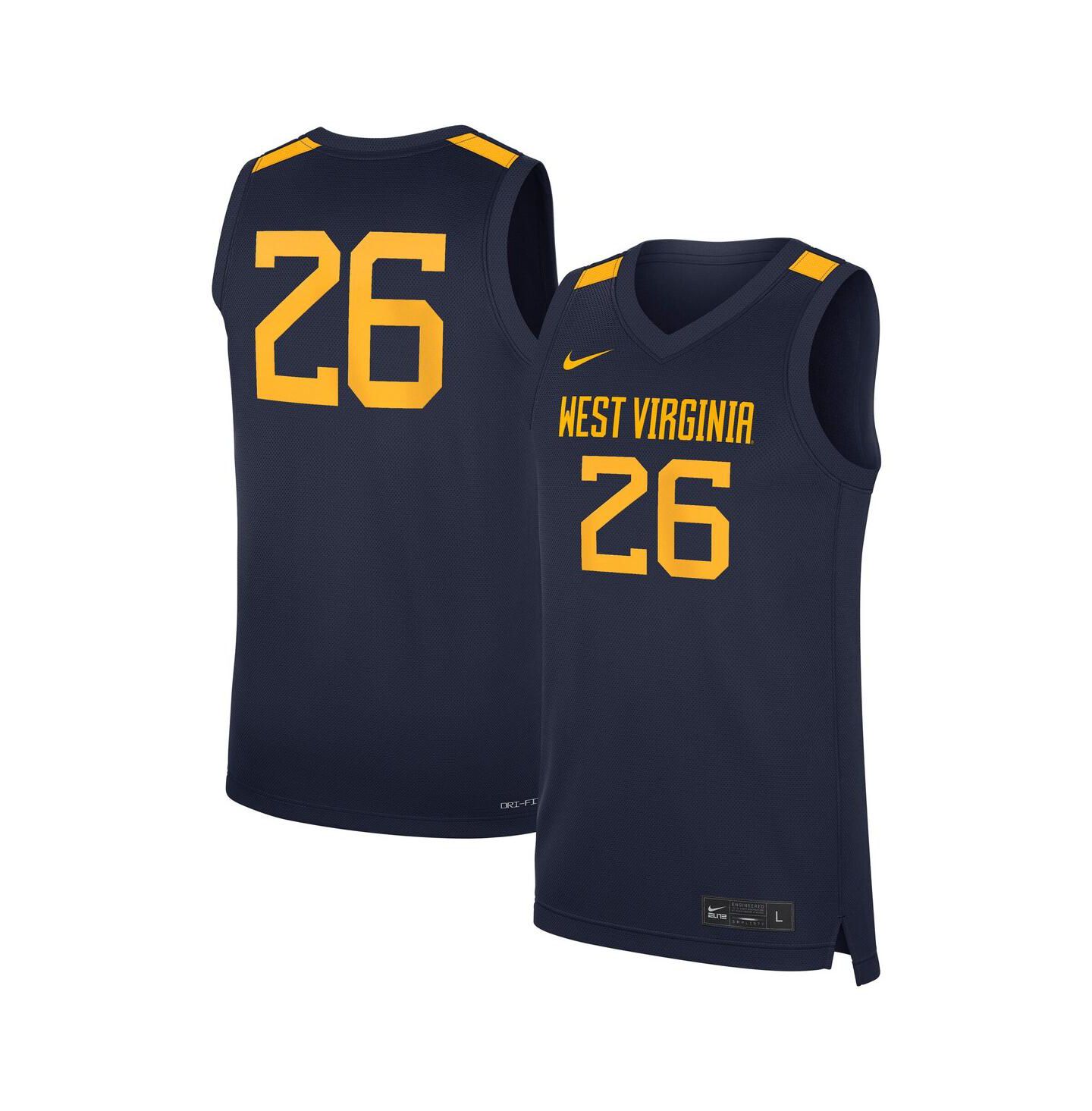 Мужской топ Nike 26 Navy West Virginia Mountaineers Road Replica Basketball Jersey — фото 1