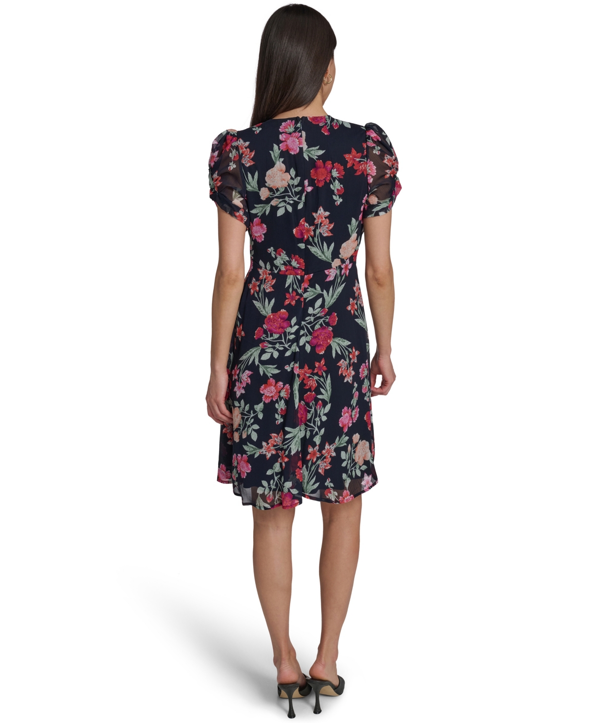Calvin Klein Petite Knot-Sleeve Printed Dress