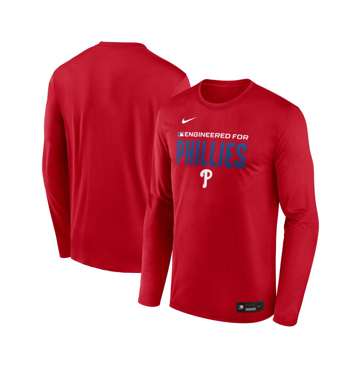 Мужская футболка Nike Red Philadelphia Phillies Authentic Collection Legend Dri-FIT Long Sleeve — фото 1