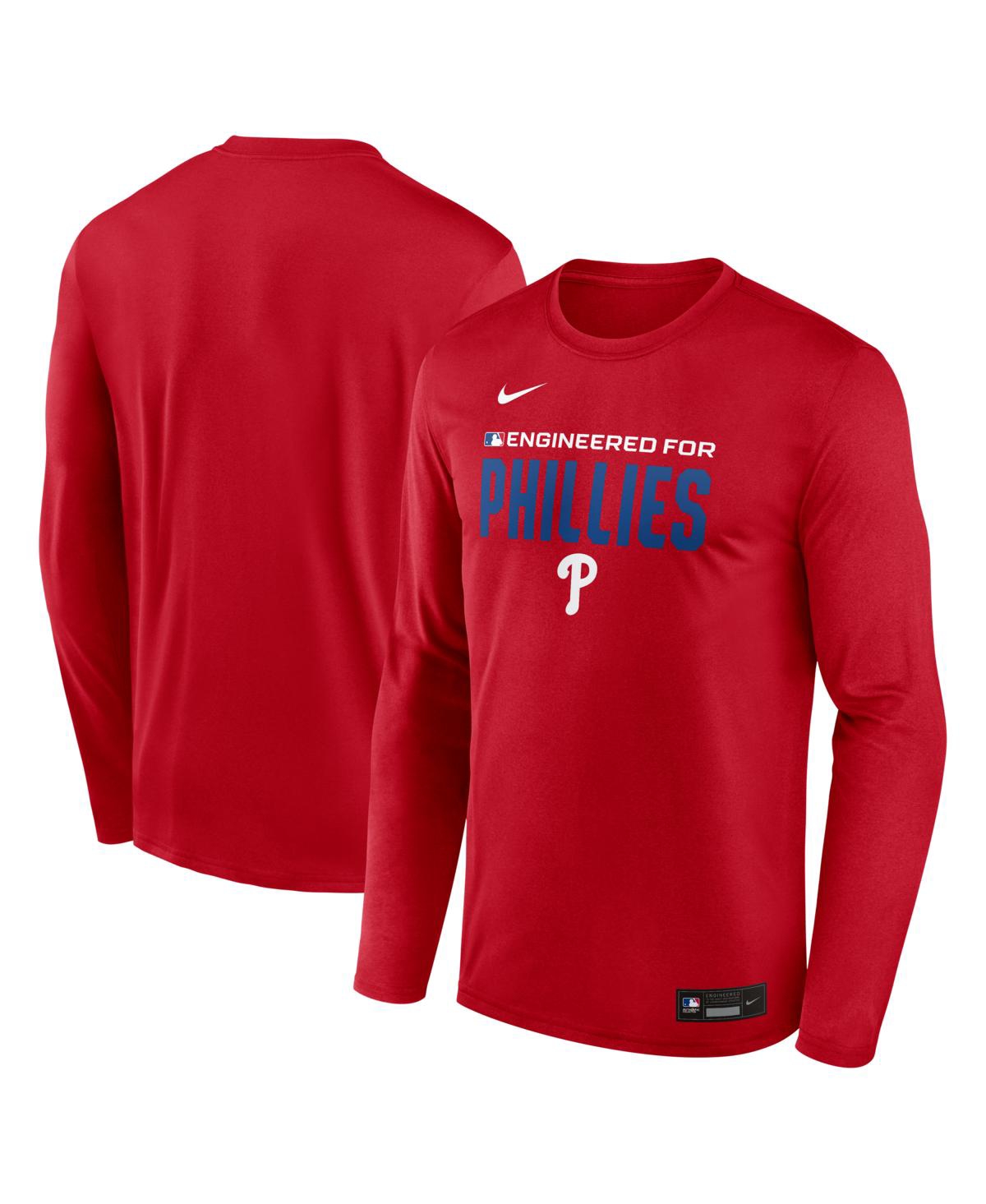 Nike Men's Red Philadelphia Phillies Authentic Collection Legend Dri-fit Long Sleeve T-Shirt
