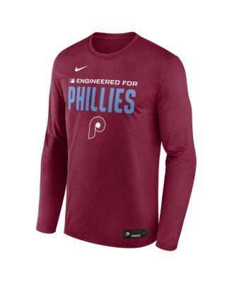 Men's Burgundy Philadelphia Phillies Authentic Collection Legend Dri-FIT Long Sleeve T-Shirt