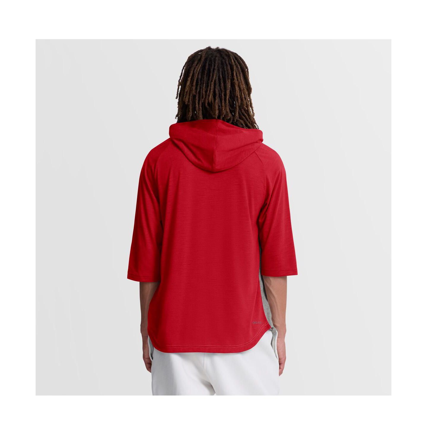 Мужская футболка Nike Red Philadelphia Phillies Authentic Collection Flux Dri-FIT Raglan 3/4-Sleeve Hooded — фото 2