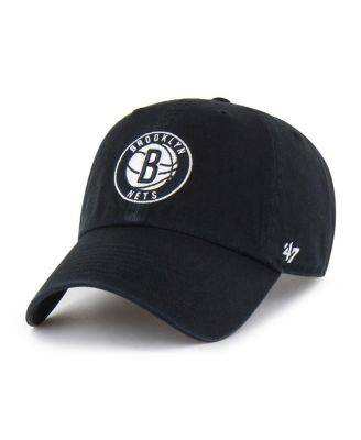 Men's Black Brooklyn Nets Core Logo Clean Up Adjustable Hat