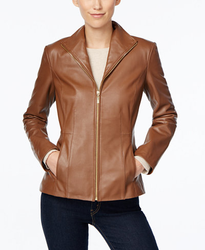 Cole Haan Leather Moto Jacket - Coats - Women - Macy's