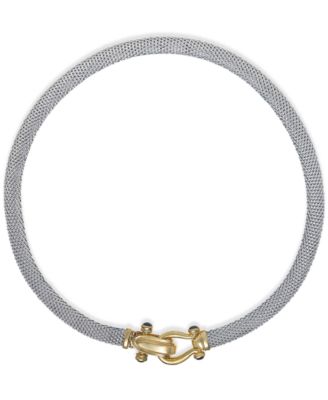 Rounded Mesh Collar Necklace in 14k Gold over Sterling Silver 