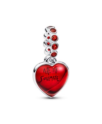 Red Murano Glass Heart Double Dangle Charm
