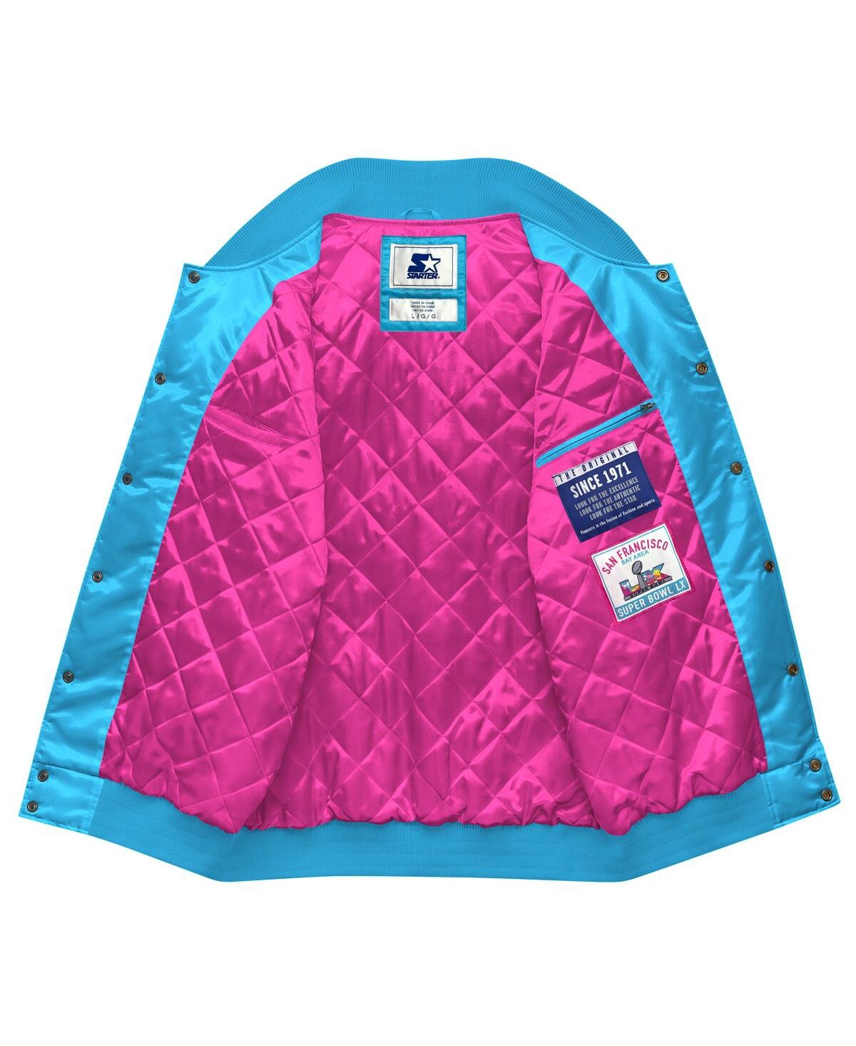 Starter Men's Light Blue Super Bowl Lx Full-Snap Varsity Jacket