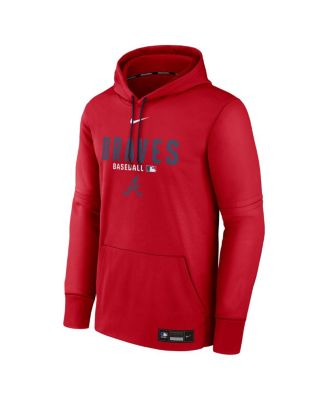Men's Red Atlanta Braves Authentic Collection Therma-FIT Hoodie