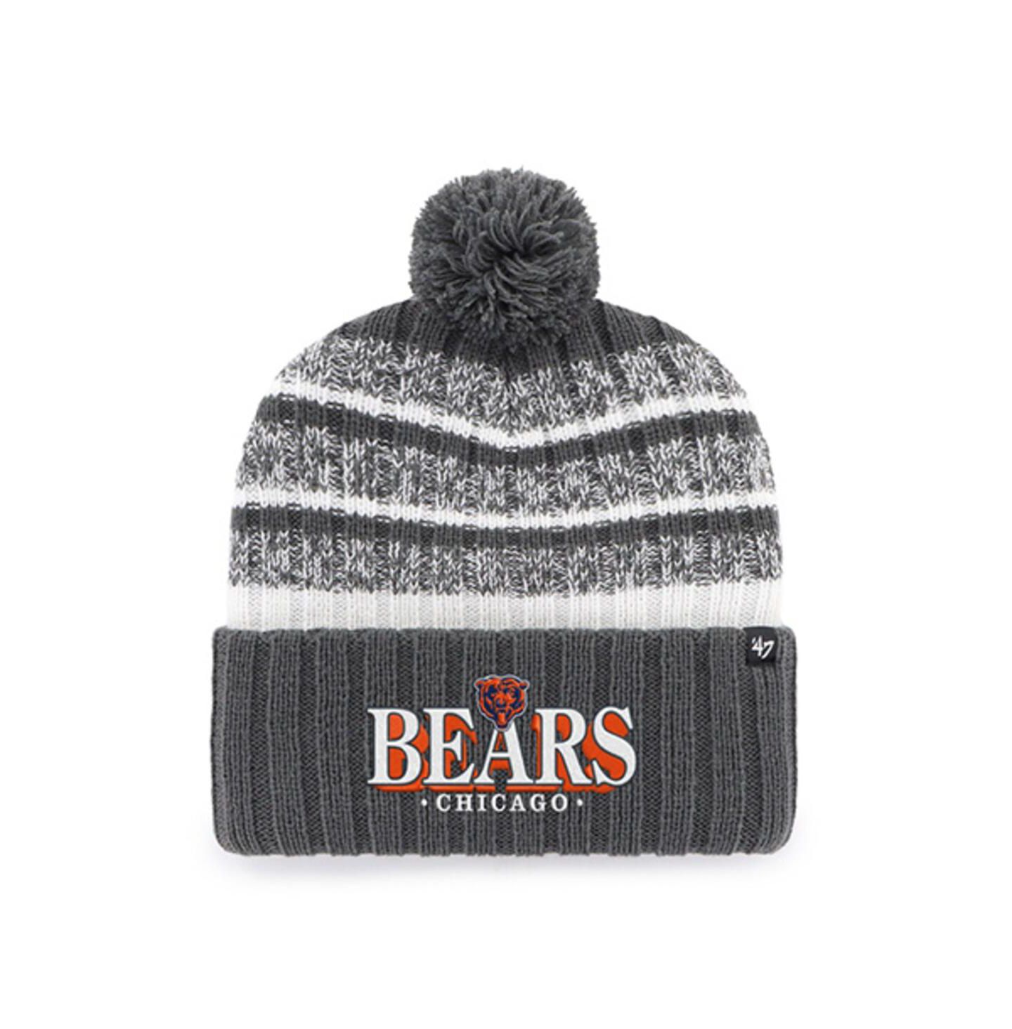 Мужская шапка '47 Brand Charcoal Chicago Bears Tavern Cuffed Knit Hat with Pom — фото 1