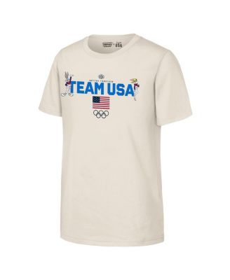 Big Boys and Girls Cream Team USA x Looney Tunes Chased T-Shirt