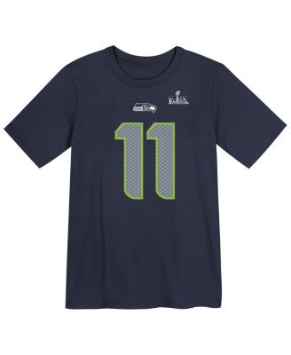 Preschool Jaxon Smith-Njigba College Navy Seattle Seahawks Super Bowl LX Patch Name & Number T-Shirt