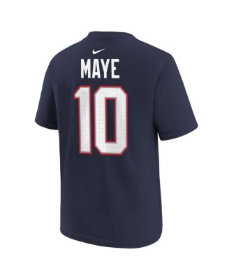 Big Boys and Girls Drake Maye Navy New England Patriots Super Bowl LX Patch Name & Number T-Shirt