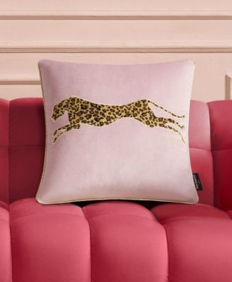 Embroidered Velvet Cheetah Decorative Pillow, 18" x 18"