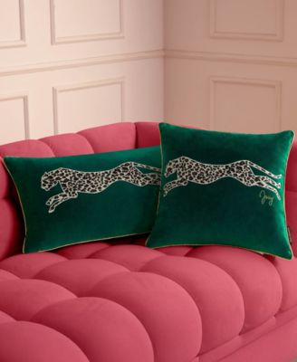 Embroidered Velvet Cheetah Decorative Pillow, 18" x 18"