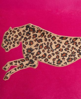 Embroidered Velvet Cheetah Decorative Pillow, 18" x 18"