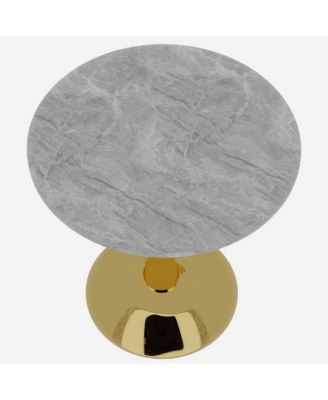  Gold 27.6" Mid-Century Modern Coffee/Dining Table with Round Marble Top.