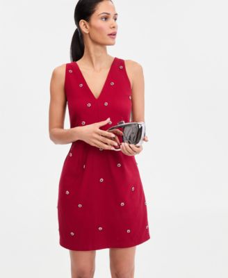 Women's Sleeveless Embellished V-Neck Mini Dress
