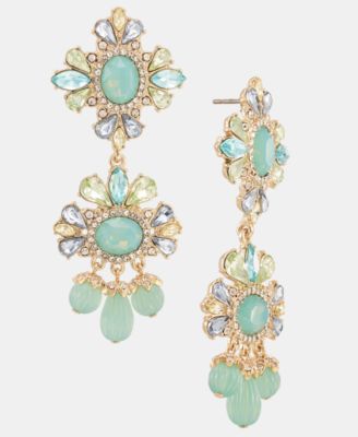 Stone Cluster Flower Chandelier Earrings