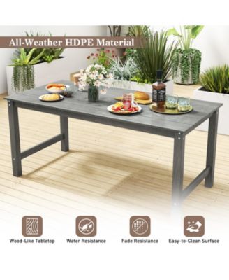 HDPE Outdoor Dining Table for 6 Person 67'' Patio Table w/ Wood-Like Tabletop