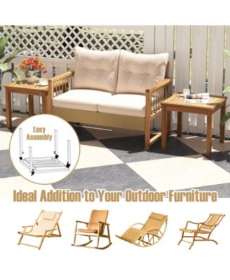 2PCS Outdoor Square Teak Wood End Table Coffee Table for Porch Deck Garden Patio