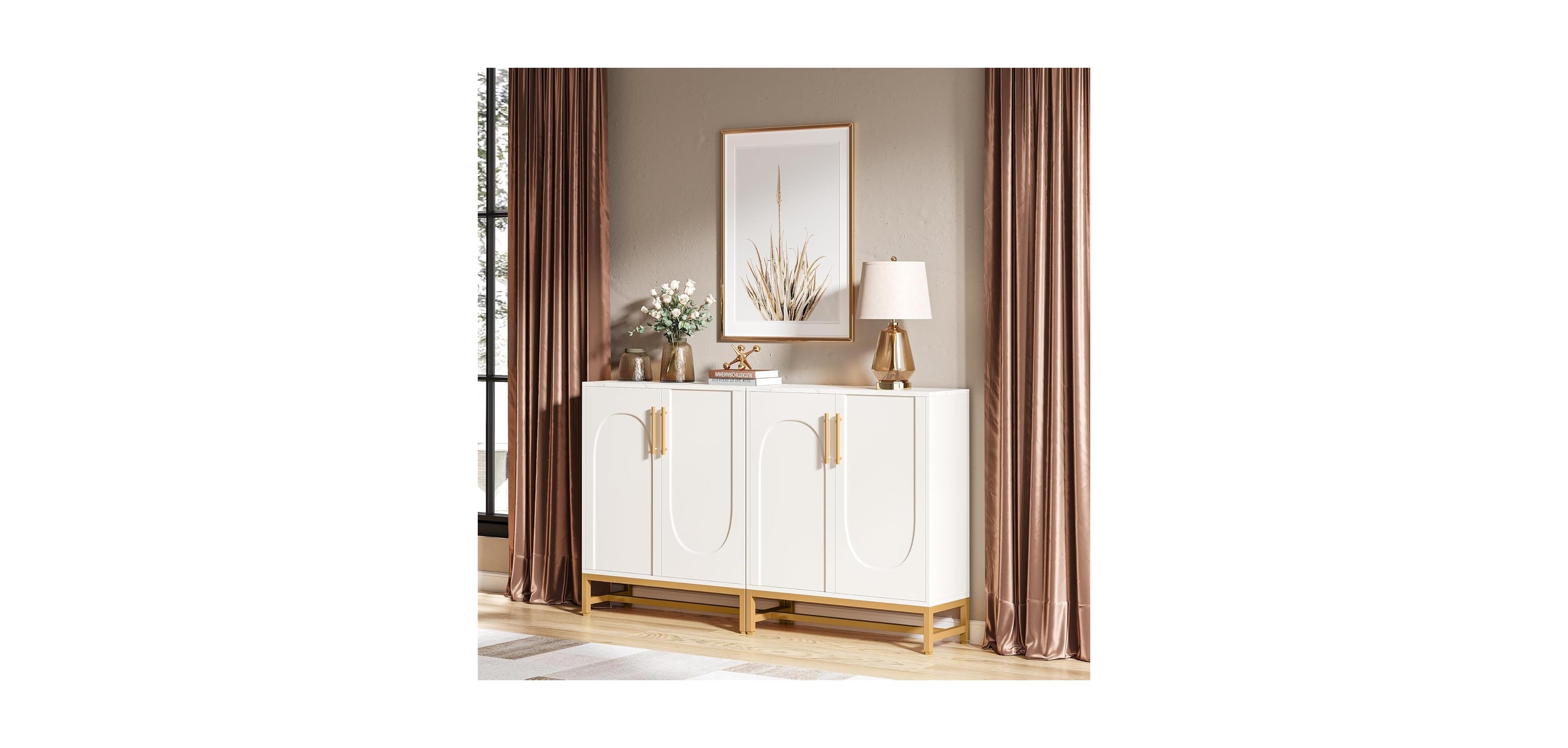 Tribesigns Buffet Cabinet with 4 Doors and Adjustable Shelves