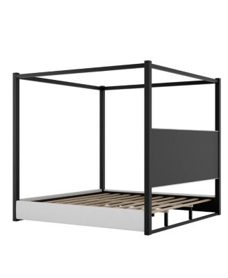 King Size Upholstery Canopy Platform Bed with Headboard
