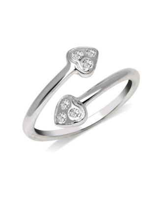 Solid 10K Gold Cubic Zirconia Cubic Love Heart Bypass toe ring